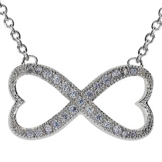 Bridge Jewelry Silver Plated Cubic Zirconia Heart Shaped Infinity Pendant