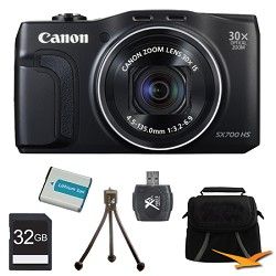 Canon PowerShot SX700 HS 16.1MP HD 1080p Digital Camera Black 32GB Kit