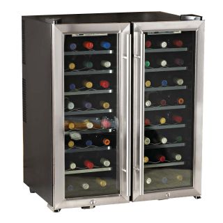 WINE ENTHUSIAST 48 Bottle Silent Dual Zone Wine Refrigerator + Double Door