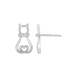 ASPCA Tender Voices Diamond Accent Sterling Silver Cat Earrings, Womens