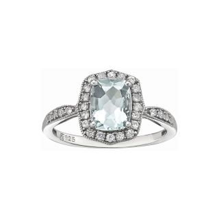 Aquamarine & Lab Created Sapphire Ring, Womens