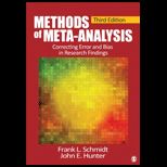 Methods of Meta Analysis Correcting Error and Bias in Research Findings