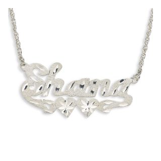 Diamond Cut Name Necklace Sterling Silver, White, Womens
