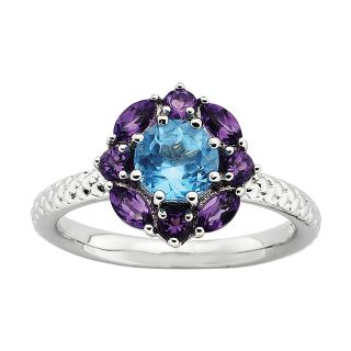Blue Topaz & Amethyst Ring, Womens
