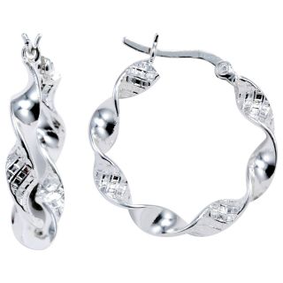 Twist Hoop Earrings Sterling Silver, Womens