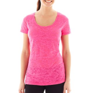 Xersion Short Sleeve Burnout Tee, Pink, Womens