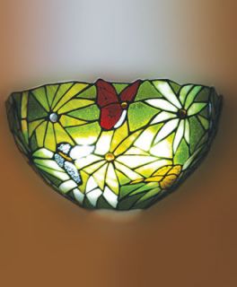 Stained Glass Rainforest Design Battery Powered Sconce