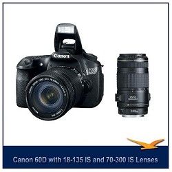 Canon EOS 60D 18 MP SLR Digital Camera w/ 18 135 Lens w/ Canon 70 300 IS USM Len