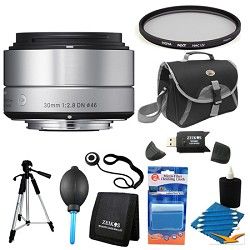 Sigma 30mm F2.8 EX DN ART Silver Lens for Sony Filter Bundle