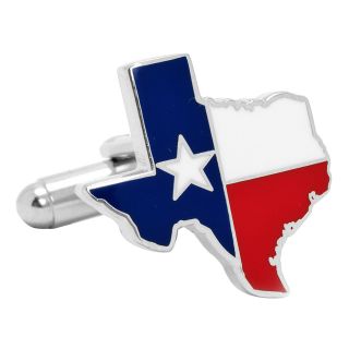 State of Texas Flag Cufflinks, Silver, Mens