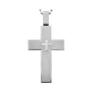 Men s Large Cross Pendant Stainless Steel, Gray