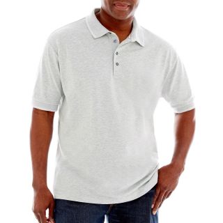 CLAIBORNE Short Sleeve Stretch Piqué Polo Shirt Big and Tall, Grey, Mens