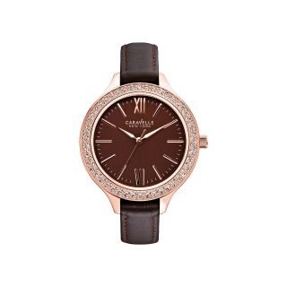 Caravelle New York Womens Brown Round Dial & Leather Strap Watch