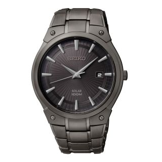Seiko Mens Black Ion Stainless Steel Solar Watch