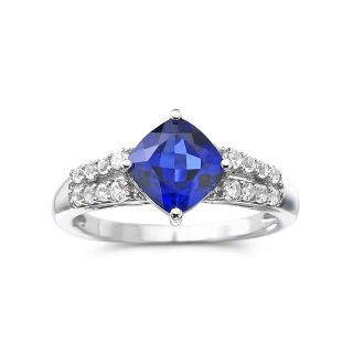 Lab Created Blue & White Sapphire Ring Sterling Silver, Womens