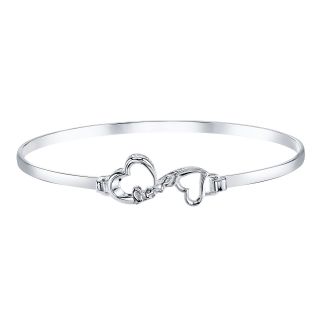 Love Grows Sterling Silver Double Heart Bangle, Womens