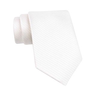 Stafford Woven Stripe Silk Tie, White, Mens
