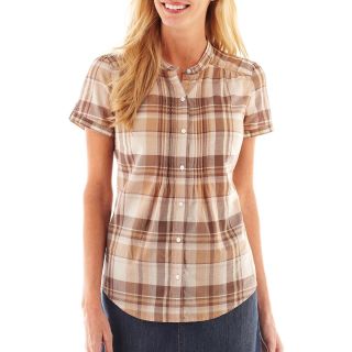 St. Johns Bay St. John s Bay Pintuck Woven Shirt, Brown