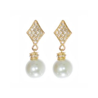 telio by Doris Panos Gold Tone Alysee Pearl Drop Earrings, Womens