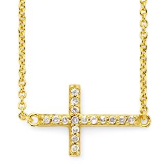 1/10 CT. T.W. Diamond Cross 14K Yellow Gold Plated Pendant, Womens