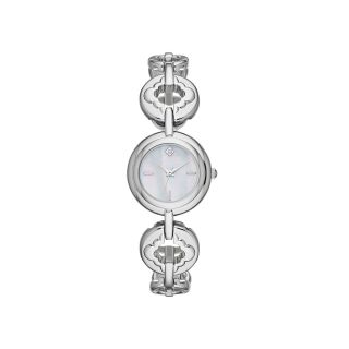 Womens Mother of Pearl Crystal Accent Bracelet Watch, Slvrtone