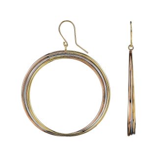 DOWNTOWN BY LANA Tri Color Gold Tone Twist Hoop Wire Earrings, Womens