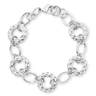 LIZ CLAIBORNE Silver Tone, Textured Ring Flex Bracelet, Gray
