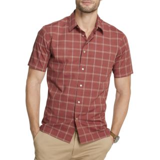 Van Heusen Short Sleeve Faux Linen Shirt, Red, Mens