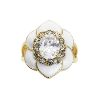 Bridge Jewelry Gold Tone Crystal Floral Ring