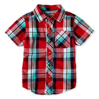 ARIZONA Short Sleeve Woven Shirt   Boys 12m 6y, Red, Red, Boys