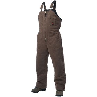 Tough Duck Washed Canvas Lined Bib Overalls, Chestnut, Mens