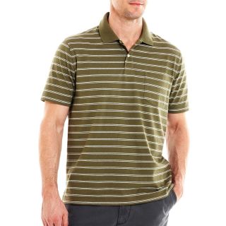 St. Johns Bay Bar Striped Polo Shirt, Green, Mens