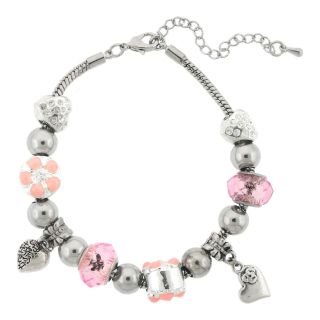 Bridge Jewelry Silver Plated Pink Artisan Glass Bead Bracelet