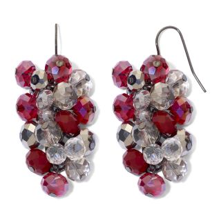 Hematite & Red Bead Grapevine Earrings