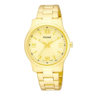 Pulsar Womens Gold Tone Champagne Dial Bracelet Watch