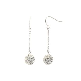 Bridge Jewelry Sterling Silver Crystal Ball Linear Drop Earrings