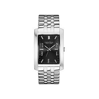 Caravelle New York Mens Gray Rectangle Dial with Silver Tone Bracelet Watch