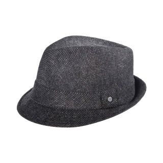 Stetson Wool Blend Checked Fedora, Charcoal, Mens