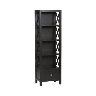 Anna Collection Tall Narrow 5 Shelf Bookcase, Black