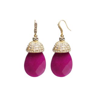 ZOË + SYD Color Treated Purple Jade & Clear Crystal Droplet Earrings, Womens
