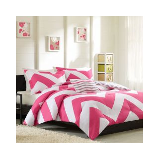Virgo Reversible Chevron Comforter Set, Pink, Girls