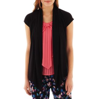 By & By Cap Sleeve Open Cardigan, Black, Womens