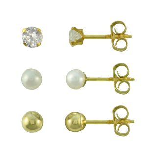 Girls Ball Stud 3 pr. Earring Set, Girls