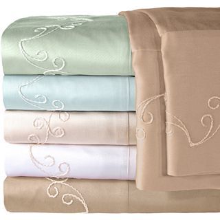 American Heritage 300tc Egyptian Cotton Sateen Embroidered Scroll Sheet Set,