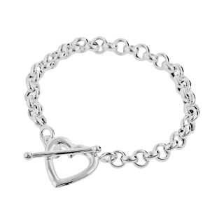 Heart Toggle Rolo Bracelet Sterling Silver, Womens