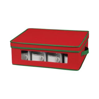HOUSEHOLD ESSENTIALS Red Holiday Cup Storage Chest, Red/Green