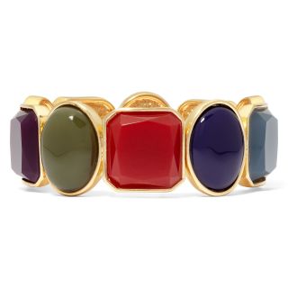 LIZ CLAIBORNE Gold Tone Multicolor Stone Stretch Bracelet
