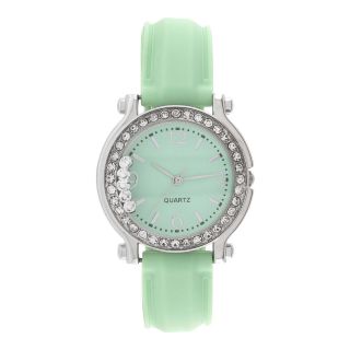 Womens Floating Stone Strap Watch, Green
