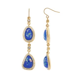 10021  Kara Ross Crystal & Blue Resin Double Drop Earrings, Womens