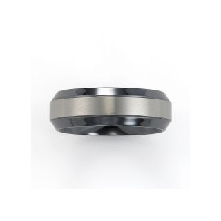 Titanium Ring, Mens 8mm Wedding Band, Two Tone